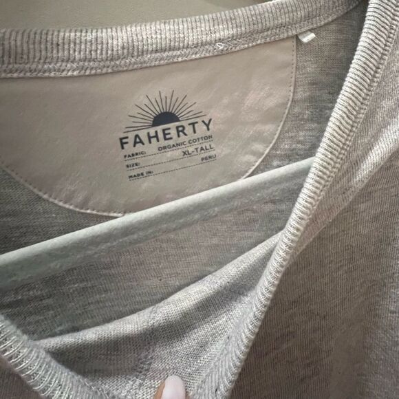 Faherty cotton gray mens tshirt size XLT - Picture 2 of 5